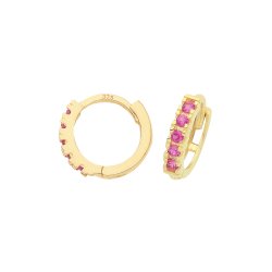 9ct Gold Ruby Red Cz Huggies 