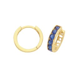 9ct Gold Blue Cz Hinged Hoops 