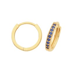 9ct Gold Blue Cz Set Hinged Hoops ER001-
