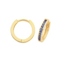 9ct Gold Blue Cz Set Hinged Hoops ER001-
