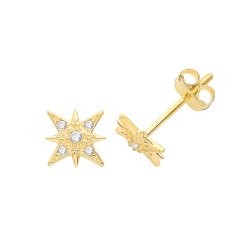 9ct Gold Star Studs 