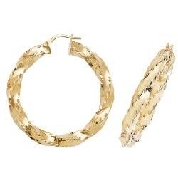 9ct Gold Diamond Cut Twisted Hoops 