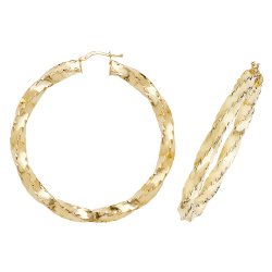 9ct Gold Diamond Cut Twisted Hoops 