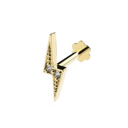 9ct Gold Cz Lightning Bolt Cartilage Labret 