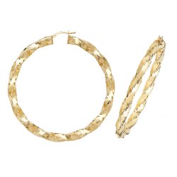 9ct Gold Diamond Cut Twisted Hoops 