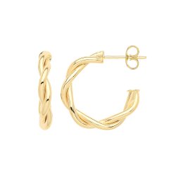 9ct Gold Twisted Hoops With Post ER1193-