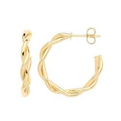 9ct Gold Twisted Hoops With Post ER1193-
