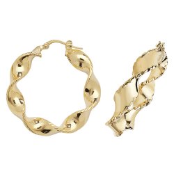 9ct Gold Diamond Cut Twisted Hoops 