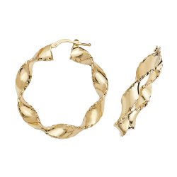 9ct Gold Diamond Cut Twisted Hoops 