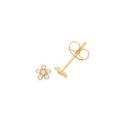 9ct Gold Cz Flower Studs 