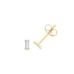 9ct Gold Baguette Cz Studs 