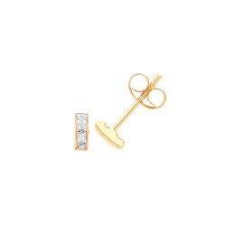 9ct Gold Cz Bar Studs 