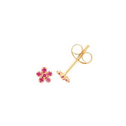 9ct Gold Cz Flower Studs 