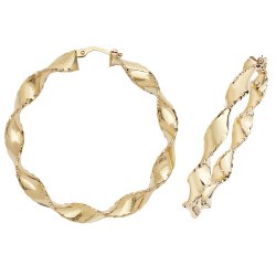 9ct Gold Diamond Cut Twisted Hoops 