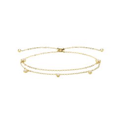 9ct Gold Cz Set Double Chain Pull Style Bracelet 