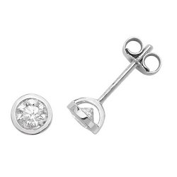 Diamond Rubover Studs In 18ct White Gold 