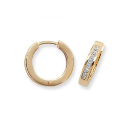 Diamond Channel Set Hoops In 18ct Gold 