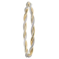 9ct Gold 2 Tone Entwined Hinged Bangle 