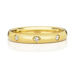Diamond Gipsy Set Traditional Court Wedding Ring In 18ct Gold WQ213D-