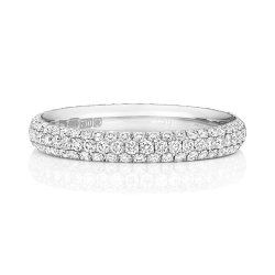 Diamond Pave Set 3 Row Eternity Ring In Platinum 