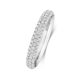 Diamond Pave Set 3 Row Eternity Ring In Platinum 