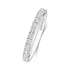 Diamond Cut Down Set Half Eternity Ring In 18ct White Gold 