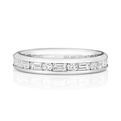 Diamond Channel Set Round And Baguette Eternity Ring In Platinum 