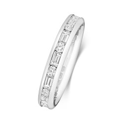 Diamond Channel Set Round And Baguette Eternity Ring In Platinum 