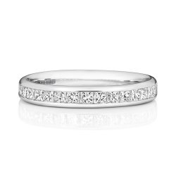 Diamond Channel Set Princess Cut Half Eternity Ring In Platinum 