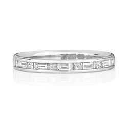 Diamond Channel Set Baguette And Princess Cut Eternity Ring In 18ct White Gold 