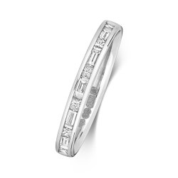 Diamond Channel Set Baguette And Princess Cut Eternity Ring In 18ct White Gold 