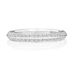 Diamond Pave Set Knife Edge Half Eternity Ring In 18ct White Gold 