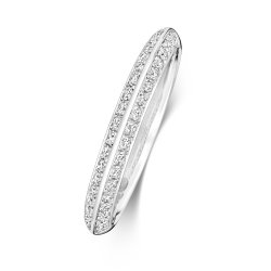 Diamond Pave Set Knife Edge Half Eternity Ring In 18ct White Gold 
