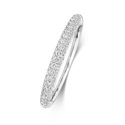 Diamond Pave Set 3 Row Half Eternity Ring In 18ct White Gold 