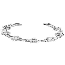 Silver Cast Cz Claddagh Bacelet 