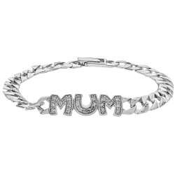 Silver Cast Cz Mum Bacelet 