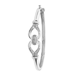 Silver Bow Knot Cz Hinged Bangle 