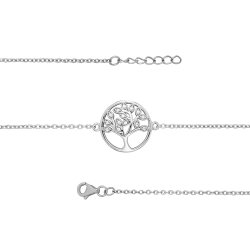 Silver Cz Tree Of Life Bracelet 