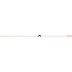 Silver Rose Gold Plated Black Cz Crescent Moon Bracelet 