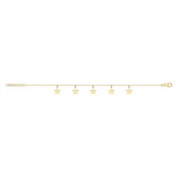 Silver Yellow Gold Plated Star Charms Bracelet 