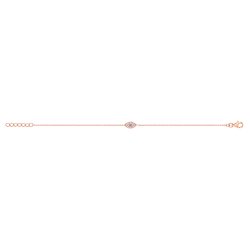 Silver Rose Gold Plated White And Blue Cz Evil Eye Bracelet 