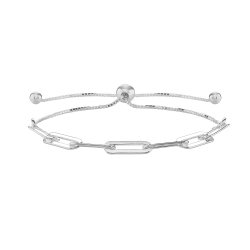Silver Paper Clip Pull Style Bracelet 