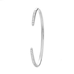 Silver Rhodium Plated Cz Bangle 