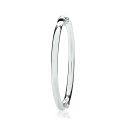 Silver Ladies' Oval Plain Hinged Bangle 