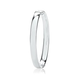 Silver Ladies' Oval Plain Hinged Bangle 