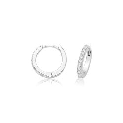 Silver Rhodium Plated Cz Hinged Earrings 