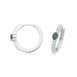 Silver Rhodium Plated Cz Hinged Earrings 