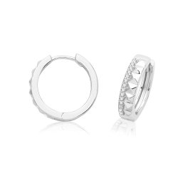 Silver Rhodium Plated Cz Hinged Earrings 
