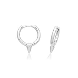 Silver Rhodium Plated Spike Hinged Earrings 
