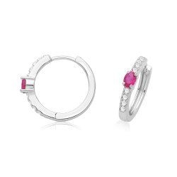 Silver Rhodium Plated Cz Hinged Earrings 